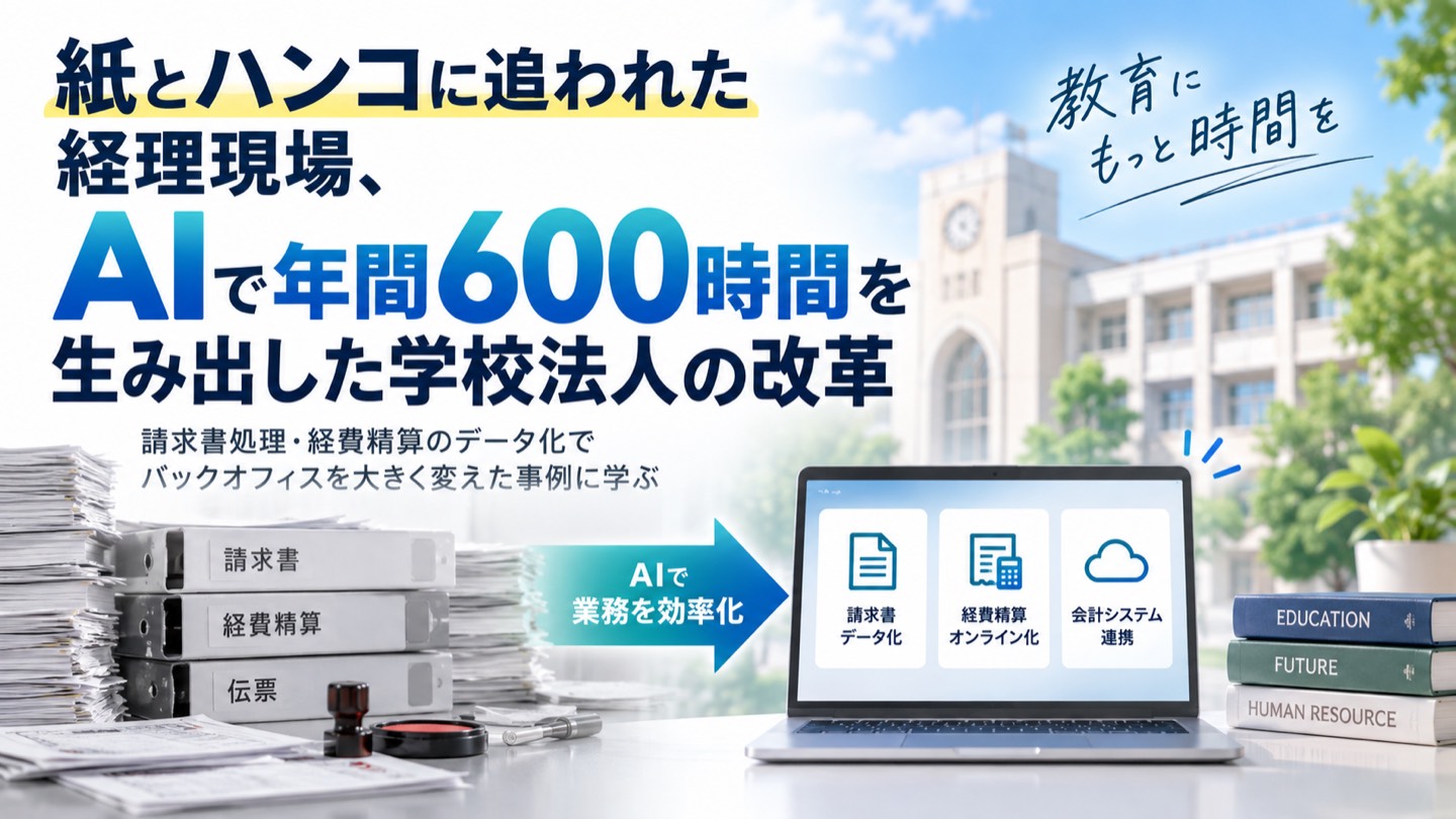 紙とハンコに追われた経理現場、AIで年間600時間を生み出した学校法人の改革