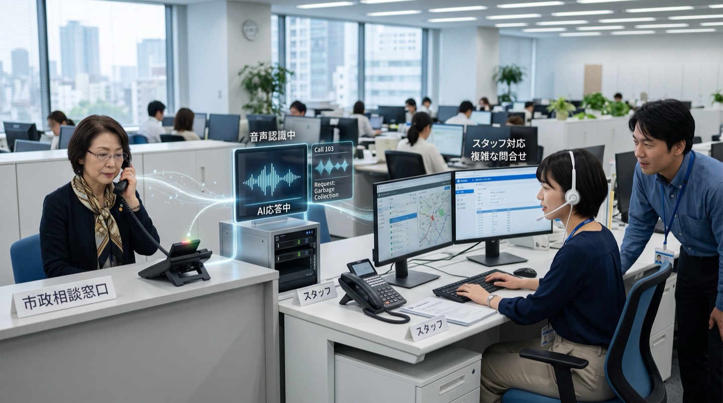 自治体のAI電話対応の仕組み｜受電から回答・引き継ぎまでの流れ